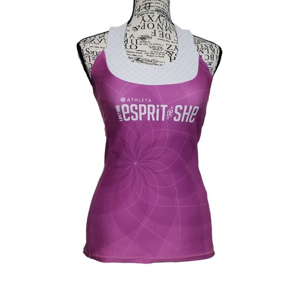 Athleta x Moxie Purple Pink Cycling Running Workout Triathlon Tank Pockets Small - Picture 1 of 10
